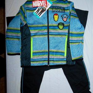 Boy's Marvel Comics 3-Piece Full Zip Hoodie, Tee, Fleece Jogger Size 4T NWT
